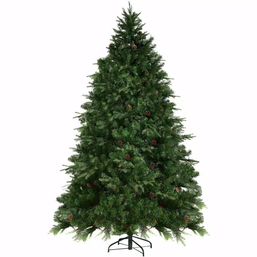 Costway 8 Ft. Pre-Lit LED Artificial Christmas Tree Hinged With 600 LED Lights And Pine Cones 6 Costway 8 Ft. Pre-Lit LED Artificial Christmas Tree Hinged With 600 LED Lights And Pine Cones - Image 4