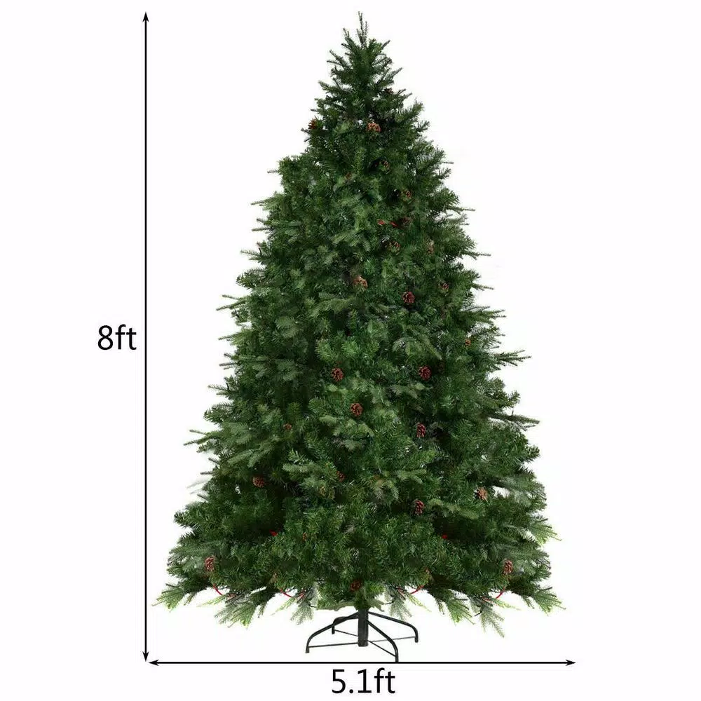 Costway 8 Ft. Pre-Lit LED Artificial Christmas Tree Hinged With 600 LED Lights And Pine Cones 5 Costway 8 Ft. Pre-Lit LED Artificial Christmas Tree Hinged With 600 LED Lights And Pine Cones - Image 3