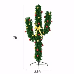 Costway 7 Ft. Pre-Lit Cactus Artificial Christmas Tree With LED Lights And Ball Ornaments 12 Costway 7 Ft. Pre-Lit Cactus Artificial Christmas Tree With LED Lights And Ball Ornaments -Alpine Corporation Shop costway pre lit christmas trees cm20646 c3 1000