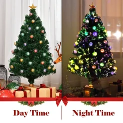 Costway 4 Ft. Pre-Lit Christmas Tree Fiber Optical Firework With Ornaments And Gold Top Star 13 Costway 4 Ft. Pre-Lit Christmas Tree Fiber Optical Firework With Ornaments And Gold Top Star -Alpine Corporation Shop costway pre lit christmas trees cm21219 44 1000