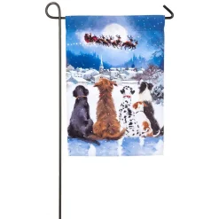Evergreen 18 In. X 12.5 In. Christmas Dogs Garden Satin Flag