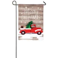 Evergreen 18 In. X 12.5 In. Vintage Christmas Truck Garden Linen Flag