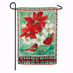 Evergreen 18 In. X 12.5 In. Christmas Floral Garden Suede Flag