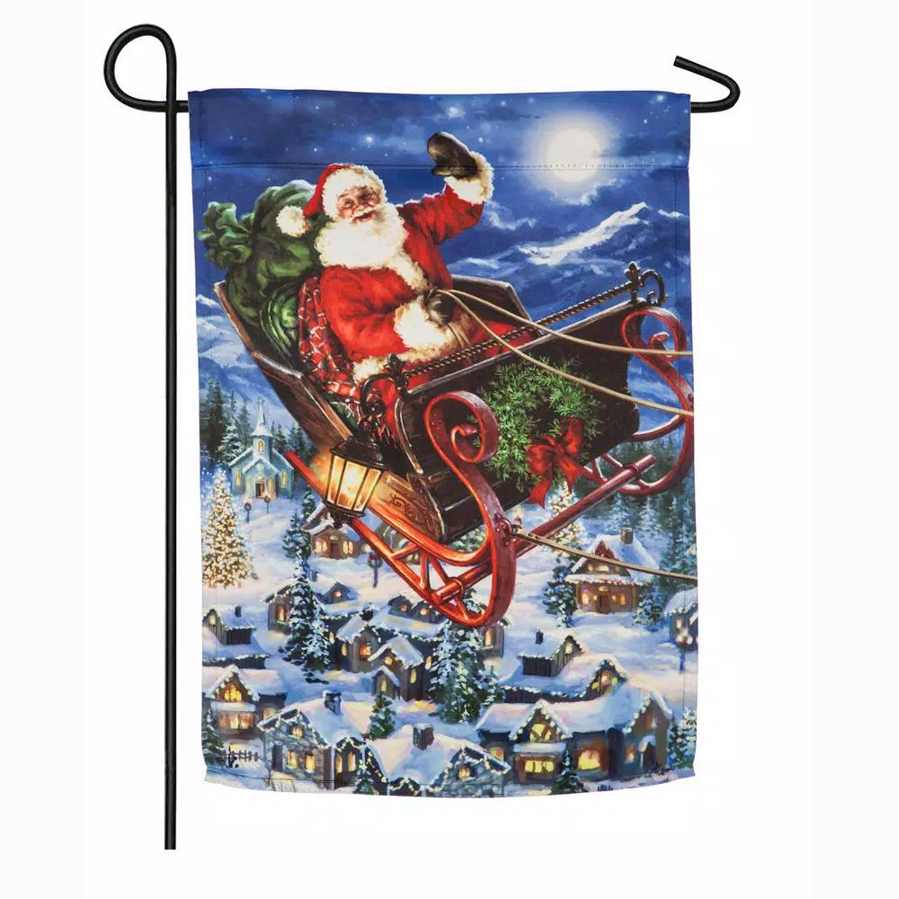 Evergreen 18 In. X 12.5 In. Delivering Christmas Garden Suede Flag 3 Evergreen 18 In. X 12.5 In. Delivering Christmas Garden Suede Flag