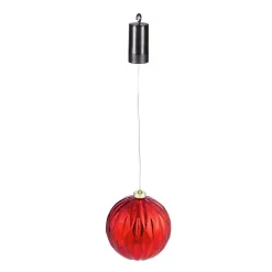 Evergreen 6 In. Red Shatterproof LED Ball Outdoor Safe Battery Operated Christmas Ornament