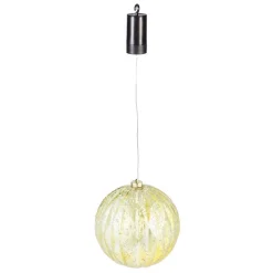 Evergreen 8 In. Shatterproof Outdoor Safe Battery Operated LED Ball Christmas Ornament, Gold