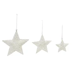 Evergreen 8 In. X 8 In. Metal Star Christmas Ornaments (3-Pack)