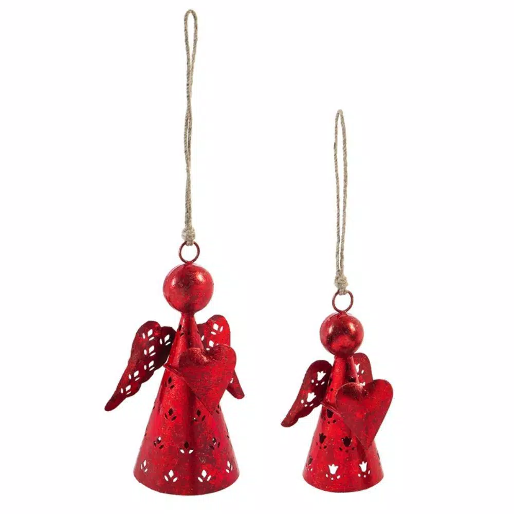Evergreen 5 In. Red Metal Angel Christmas Ornaments (2-Pack) 3 Evergreen 5 In. Red Metal Angel Christmas Ornaments (2-Pack)