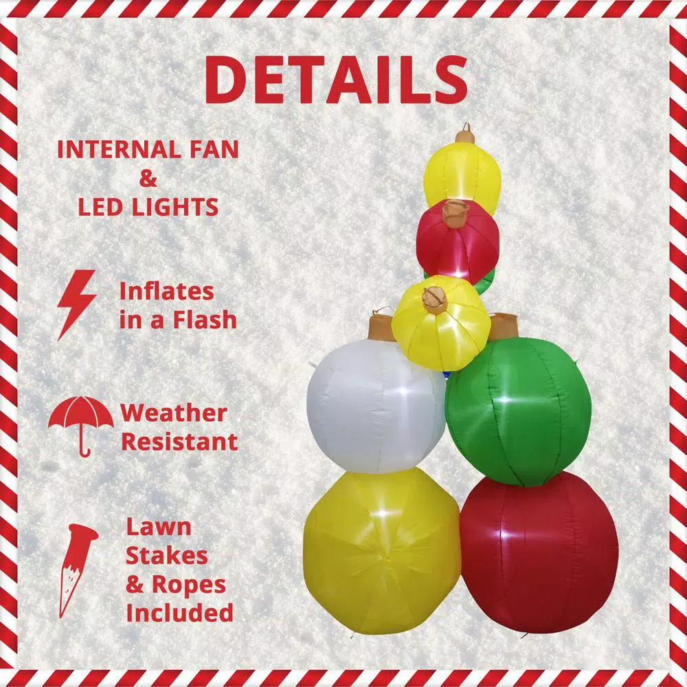 Fraser Hill Farm 8 Ft. Pre-Lit Ornament Balls Christmas Inflatable 9 Fraser Hill Farm 8 Ft. Pre-Lit Ornament Balls Christmas Inflatable - Image 7