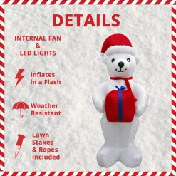 Fraser Hill Farm 8 Ft. Pre-Lit Plush Polar Bear Christmas Inflatable -Alpine Corporation Shop fraser hill farm christmas inflatables fhfinplrbr08 1l 40 1000