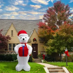Fraser Hill Farm 8 Ft. Pre-Lit Plush Polar Bear Christmas Inflatable -Alpine Corporation Shop fraser hill farm christmas inflatables fhfinplrbr08 1l a0 1000
