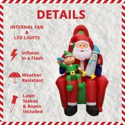 Fraser Hill Farm 10 Ft. Pre-Lit Santa, Elf And Penguin Christmas Inflatable -Alpine Corporation Shop fraser hill farm christmas inflatables fhfinsanta010 1l 40 1000