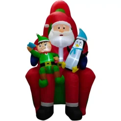 Fraser Hill Farm 10 Ft. Pre-Lit Santa, Elf And Penguin Christmas Inflatable -Alpine Corporation Shop fraser hill farm christmas inflatables fhfinsanta010 1l 66 1000
