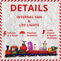 Fraser Hill Farm 6 Ft. Santa Holding A Gift Christmas Inflatable -Alpine Corporation Shop fraser hill farm christmas inflatables fhfintrain021 1l 40 1000