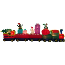 Fraser Hill Farm 6 Ft. Santa Holding A Gift Christmas Inflatable -Alpine Corporation Shop fraser hill farm christmas inflatables fhfintrain021 1l 77 1000