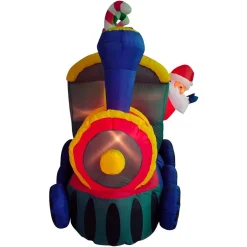 Fraser Hill Farm 6 Ft. Santa Holding A Gift Christmas Inflatable -Alpine Corporation Shop fraser hill farm christmas inflatables fhfintrain021 1l c3 1000