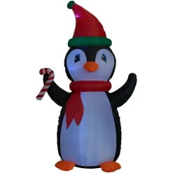 Fraser Hill Farm 10 Ft. Penguin And Candy Cane Christmas Inflatable With Lights -Alpine Corporation Shop fraser hill farm christmas inflatables fhfpengn101 l 1d 1000