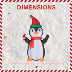 Fraser Hill Farm 10 Ft. Penguin And Candy Cane Christmas Inflatable With Lights -Alpine Corporation Shop fraser hill farm christmas inflatables fhfpengn101 l 40 1000