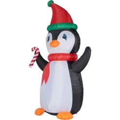 Fraser Hill Farm 10 Ft. Penguin And Candy Cane Christmas Inflatable With Lights -Alpine Corporation Shop fraser hill farm christmas inflatables fhfpengn101 l 66 1000