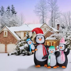 Fraser Hill Farm 10 Ft. Penguin Family Christmas Inflatable With Lights -Alpine Corporation Shop fraser hill farm christmas inflatables fhfpengnf101 l 31 1000