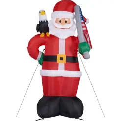 Fraser Hill Farm 8 Ft. Americana Santa With Bald Eagle Christmas Inflatable With Lights -Alpine Corporation Shop fraser hill farm christmas inflatables fhfsanta081 l 1f 1000