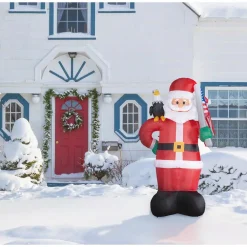 Fraser Hill Farm 8 Ft. Americana Santa With Bald Eagle Christmas Inflatable With Lights -Alpine Corporation Shop fraser hill farm christmas inflatables fhfsanta081 l 31 1000