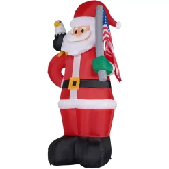 Fraser Hill Farm 8 Ft. Americana Santa With Bald Eagle Christmas Inflatable With Lights -Alpine Corporation Shop fraser hill farm christmas inflatables fhfsanta081 l 66 1000