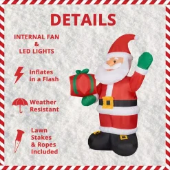Fraser Hill Farm 10 Ft. Santa Claus With Gift Bag Christmas Inflatable With Lights -Alpine Corporation Shop fraser hill farm christmas inflatables fhfsanta102 l a0 1000