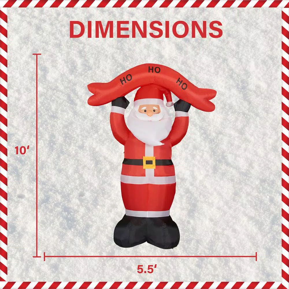 Fraser Hill Farm 10 Ft. Santa Claus With HO HO HO Sign Christmas Inflatable With Lights 5 Fraser Hill Farm 10 Ft. Santa Claus With HO HO HO Sign Christmas Inflatable With Lights - Image 3