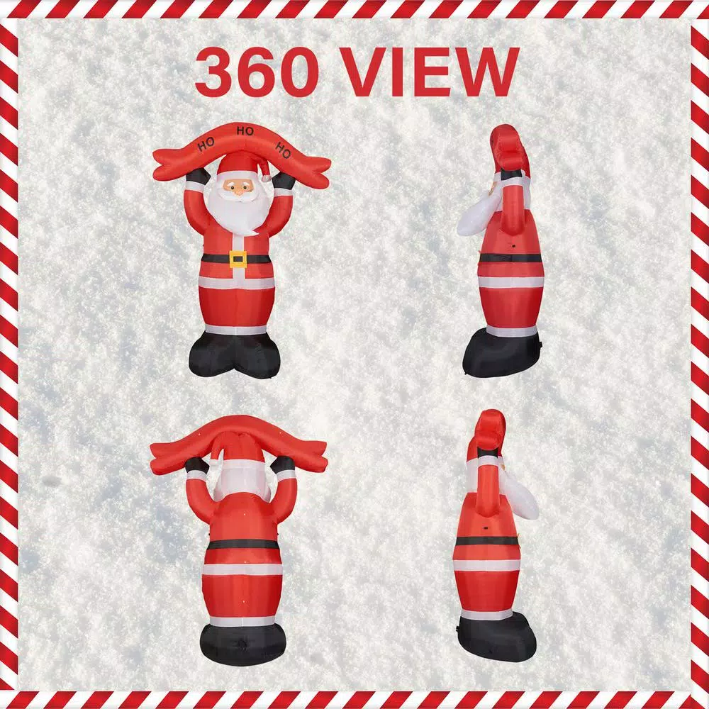 Fraser Hill Farm 10 Ft. Santa Claus With HO HO HO Sign Christmas Inflatable With Lights 4 Fraser Hill Farm 10 Ft. Santa Claus With HO HO HO Sign Christmas Inflatable With Lights - Image 2