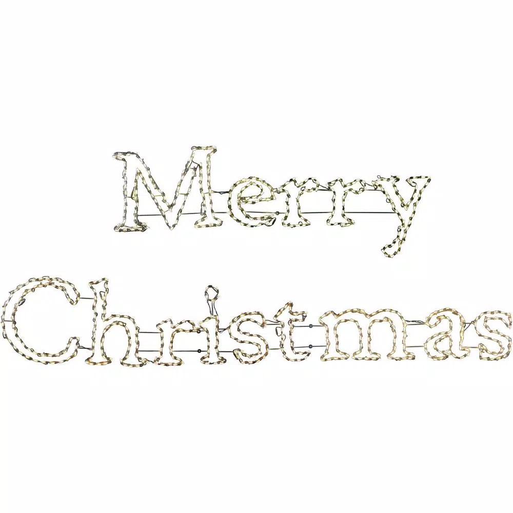 Fraser Hill Farm 3 Ft. 590-Light Warm White Merry Christmas Sign Novelty Light (2-Piece) 3 Fraser Hill Farm 3 Ft. 590-Light Warm White Merry Christmas Sign Novelty Light (2-Piece)