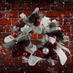 Fraser Hill Farm 20 In. Artificial Christmas Wreath With Ornaments And Buffalo Plaid Bows -Alpine Corporation Shop fraser hill farm christmas wreaths ff020chwr002 0mlt 1d 1000