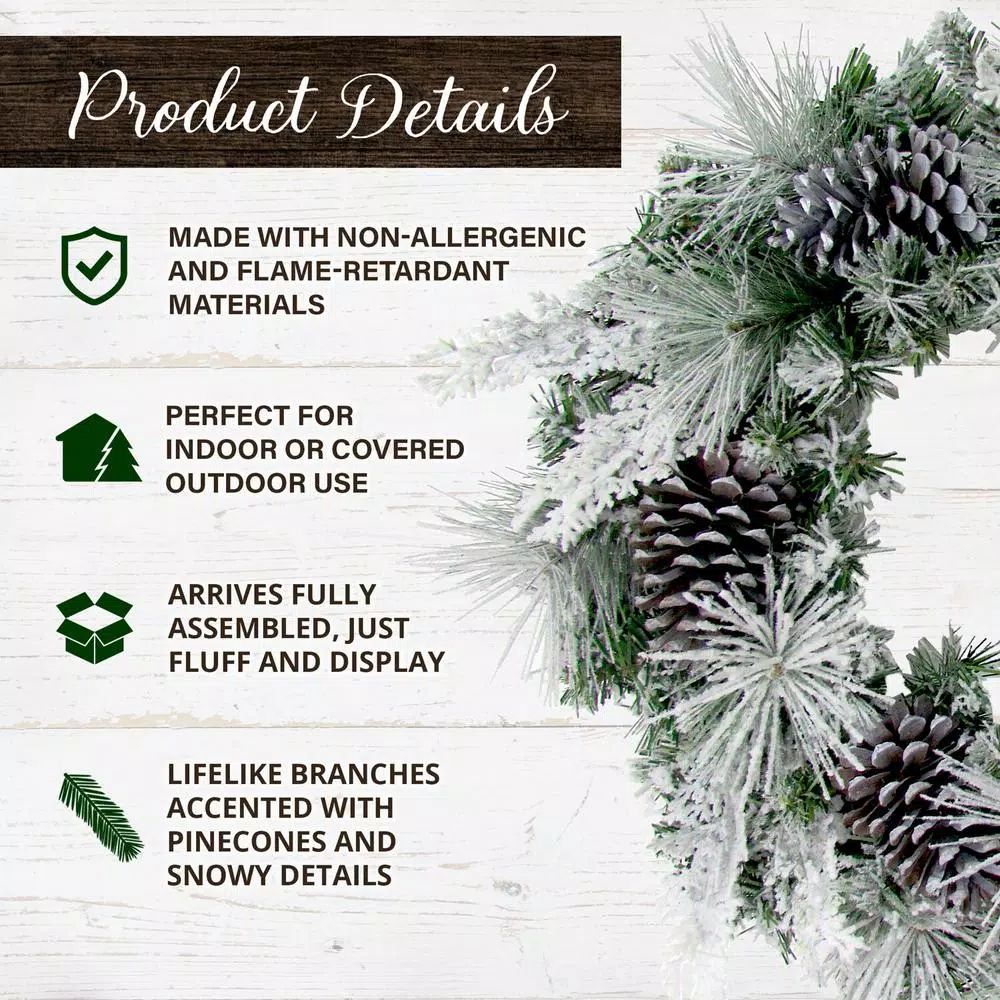 Fraser Hill Farm 24 In. Artificial Christmas Wreath With Oversized Pinecones 5 Fraser Hill Farm 24 In. Artificial Christmas Wreath With Oversized Pinecones - Image 3