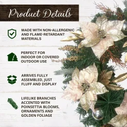 Fraser Hill Farm 24 In. Artificial Christmas Wreath With Poinsettias, Ornaments And Gold Berries -Alpine Corporation Shop fraser hill farm christmas wreaths ff024chwr007 0bl 40 1000