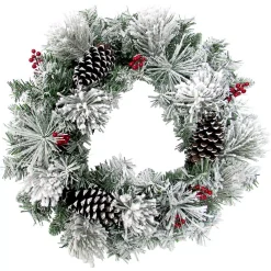 Fraser Hill Farm 24 In. Artificial Christmas Wreath With Pinecones And Berries