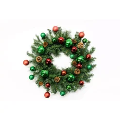 Fraser Hill Farm 24 In. Artificial Christmas Wreath With Train, Sleigh, Gift Box, Lighted HO HO HO & Let It Snow And Bejeweled Ornaments -Alpine Corporation Shop fraser hill farm christmas wreaths ffchdec005 bright 40 1000