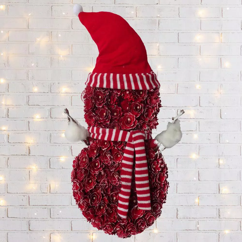 Fraser Hill Farm 25 In. Artificial Christmas Snowman Wreath With Hat And Striped Scarf 7 Fraser Hill Farm 25 In. Artificial Christmas Snowman Wreath With Hat And Striped Scarf - Image 5