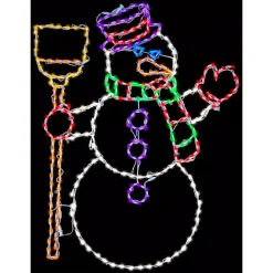 Fraser Hill Farm 57 In. Christmas Snowman Holding Broom With LED Lights
