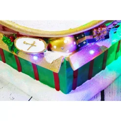 Fraser Hill Farm 34.5 In. Christmas Musical Santa And Flying Sleigh Ornament In Red With Long-Lasting LED Lights -Alpine Corporation Shop fraser hill farm christmas yard decorations ffrs034 orn3 rd fa 1000