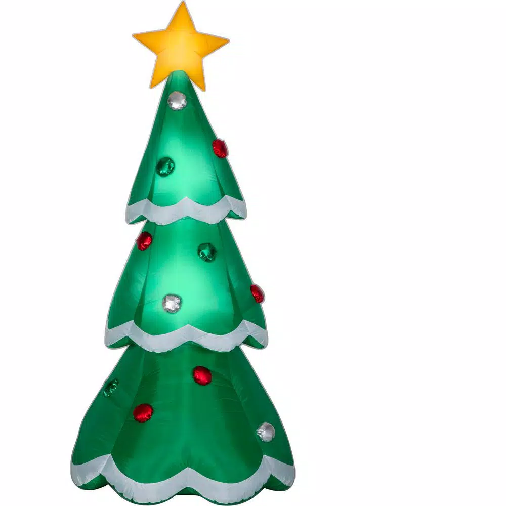 Gemmy 3 Ft. W X 3 Ft. D X 7 Ft. H Airblown Inflatable Christmas Tree With Metallic Ornaments 4 Gemmy 3 Ft. W X 3 Ft. D X 7 Ft. H Airblown Inflatable Christmas Tree With Metallic Ornaments - Image 2