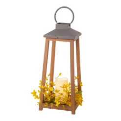 Glitzhome 19.29 In. H Wooden/Metal Led Pillar Lantern With 3 Changeable Candle Rings Spring/Fall/Christmas -Alpine Corporation Shop glitzhome christmas candles holders 2009000001 1f 1000