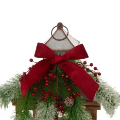 Glitzhome Brown Christmas Farmhouse Wood/Metal Lanterns (Set Of 2) -Alpine Corporation Shop glitzhome christmas candles holders gh1107203555 1f 1000