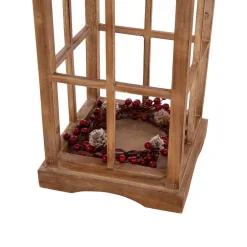 Glitzhome Brown Christmas Farmhouse Wood/Metal Lanterns (Set Of 2) -Alpine Corporation Shop glitzhome christmas candles holders gh1107203555 44 1000