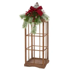 Glitzhome Brown Christmas Farmhouse Wood/Metal Lanterns (Set Of 2) -Alpine Corporation Shop glitzhome christmas candles holders gh1107203555 4f 1000