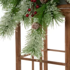 Glitzhome Brown Christmas Farmhouse Wood/Metal Lanterns (Set Of 2) -Alpine Corporation Shop glitzhome christmas candles holders gh1107203555 fa 1000