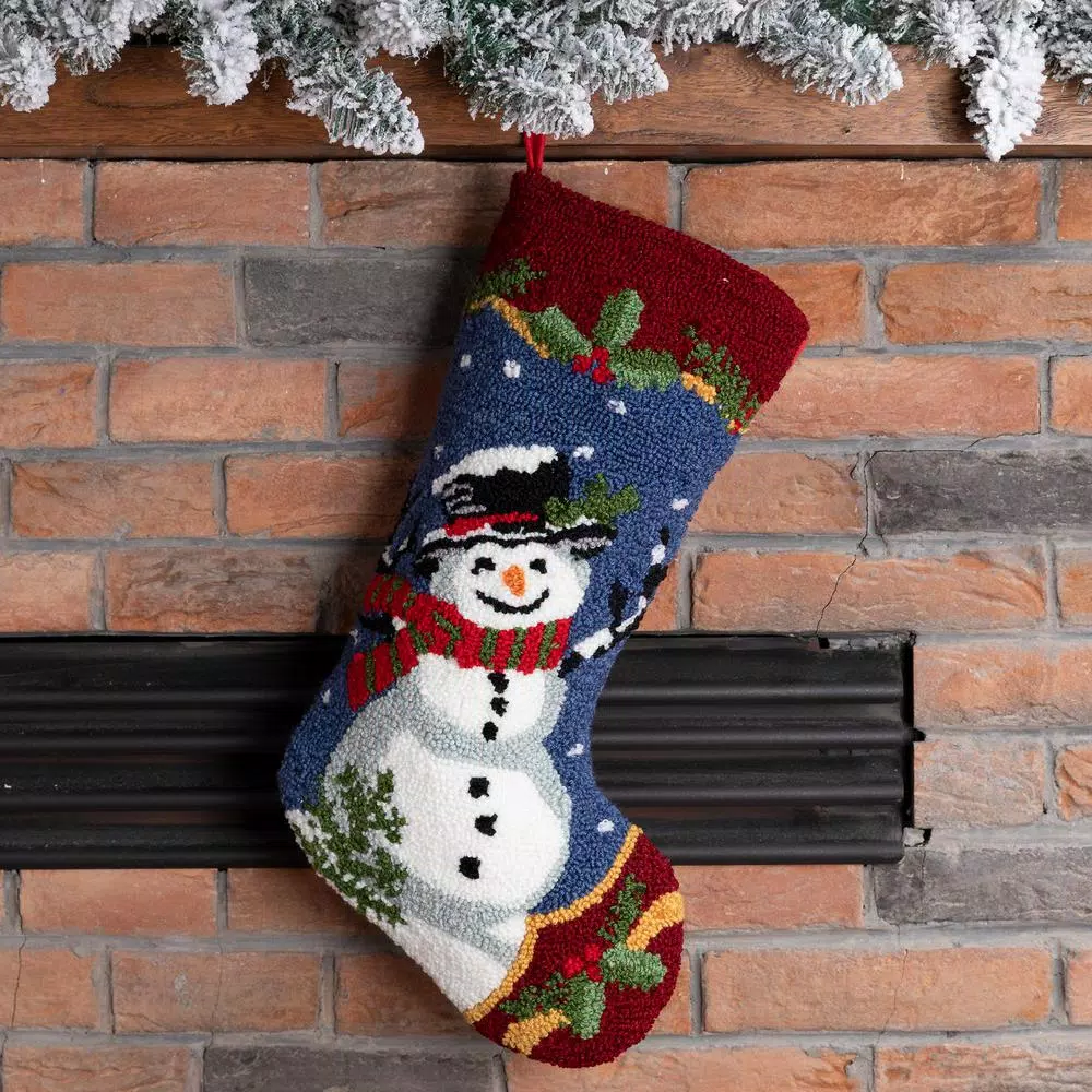 Glitzhome 19 In. Hooked Christmas Decor Stocking With Snowman 5 Glitzhome 19 In. Hooked Christmas Decor Stocking With Snowman - Image 3