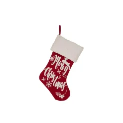 Glitzhome 21 In. H Fabric Stocking, In. Merry Christmas In
