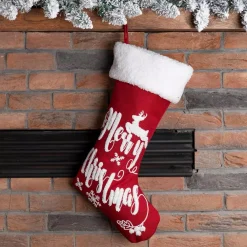 Glitzhome 21 In. H Fabric Stocking, In. Merry Christmas In -Alpine Corporation Shop glitzhome christmas stockings 1113202454 d4 1000