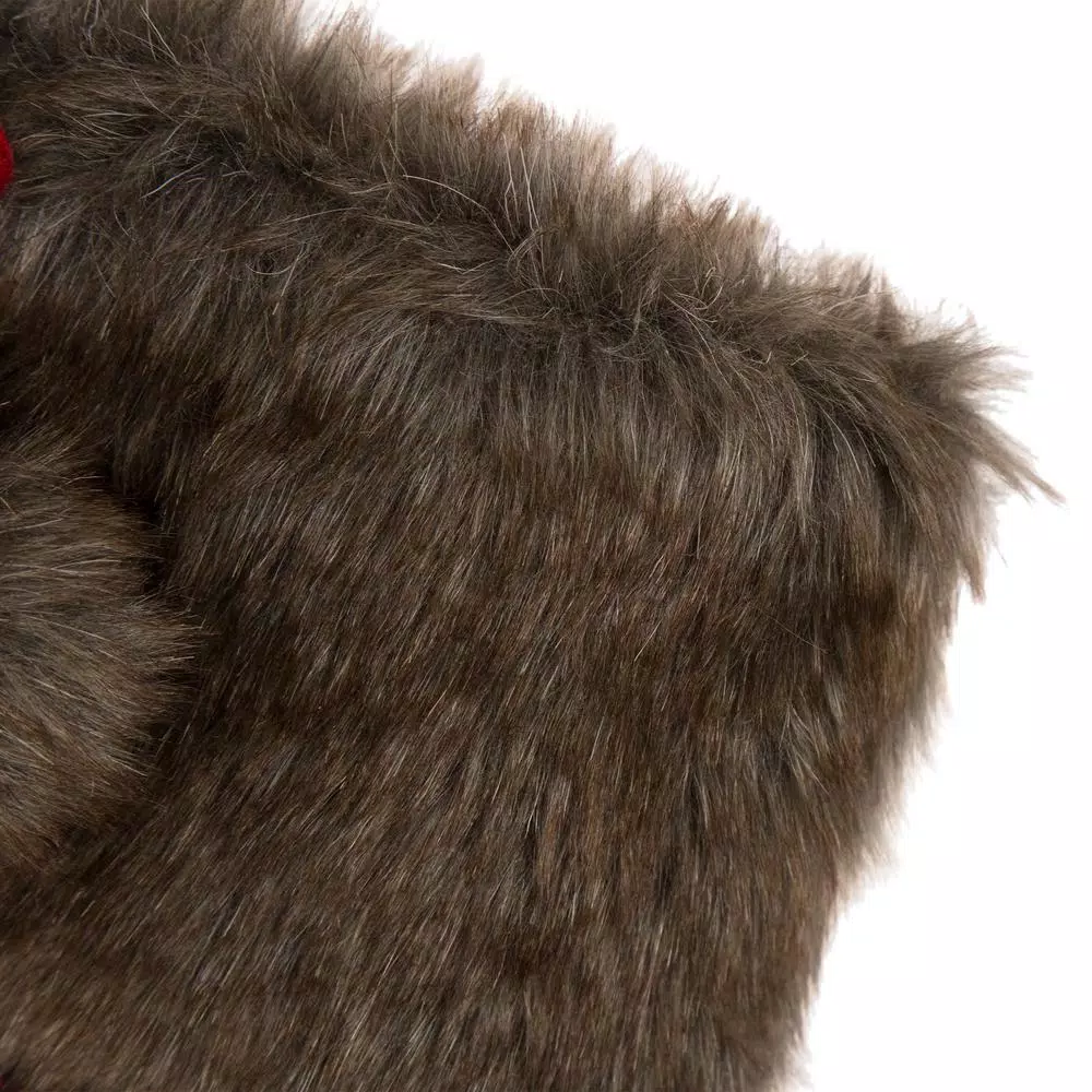 Glitzhome 21 In. H Black/Red Polyester Fur Buffalo Plaid Christmas Stocking 6 Glitzhome 21 In. H Black/Red Polyester Fur Buffalo Plaid Christmas Stocking - Image 4