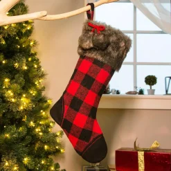 Glitzhome 21 In. H Black/Red Polyester Fur Buffalo Plaid Christmas Stocking 13 Glitzhome 21 In. H Black/Red Polyester Fur Buffalo Plaid Christmas Stocking -Alpine Corporation Shop glitzhome christmas stockings 1113202573 31 1000